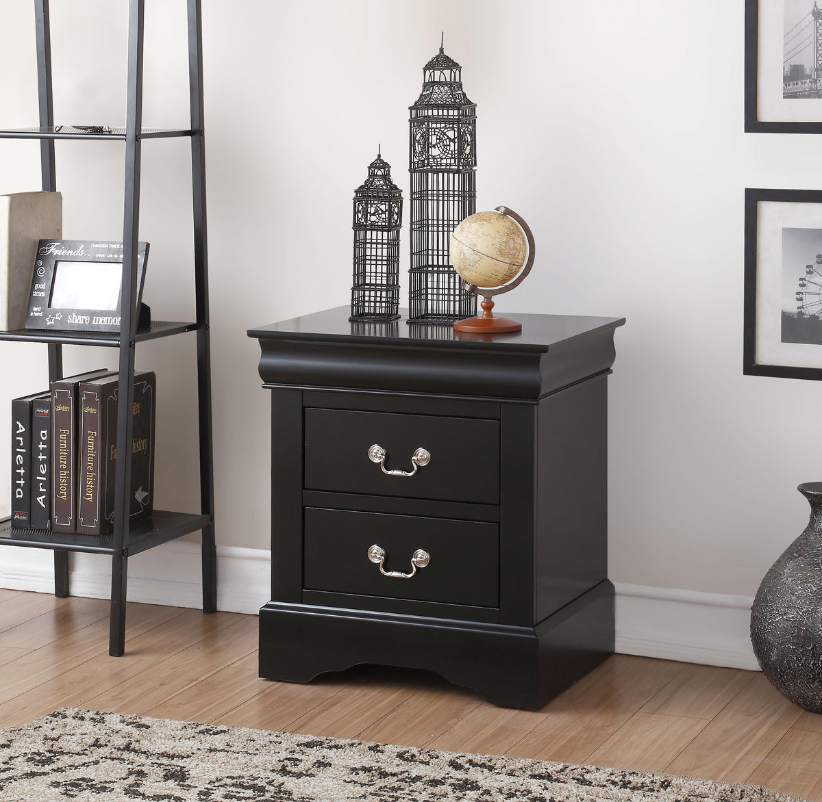 Louis Philippe III Black Nightstand  Half Price Furniture