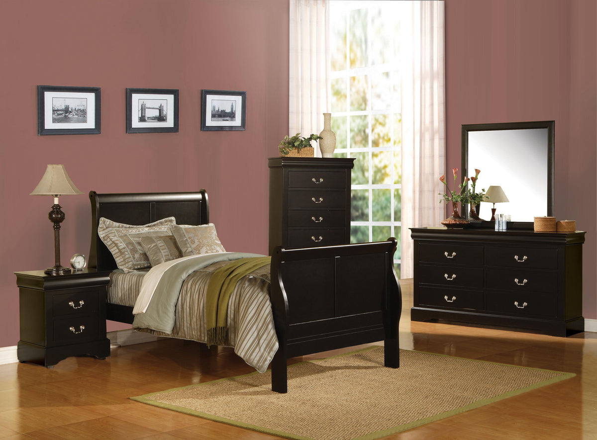 Louis Philippe III Black Full Bed  Half Price Furniture