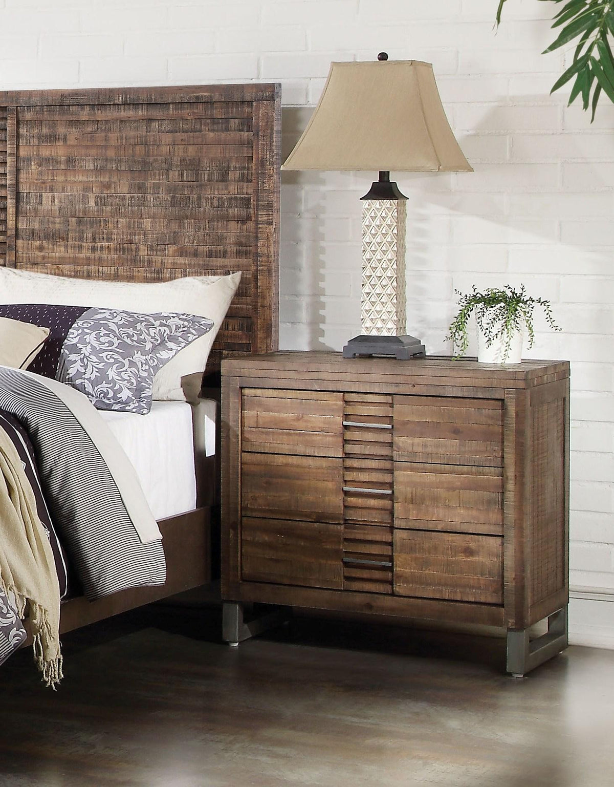 Andria Reclaimed Oak Nightstand  Half Price Furniture