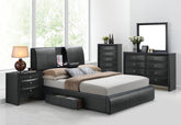 Kofi Black PU Eastern King Bed  Half Price Furniture