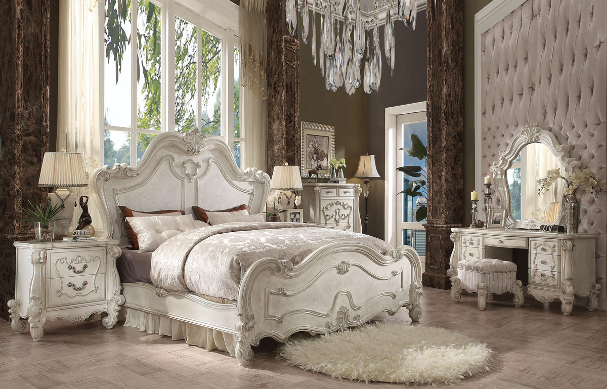 Versailles Bone White Eastern King Bed Half Price Furniture