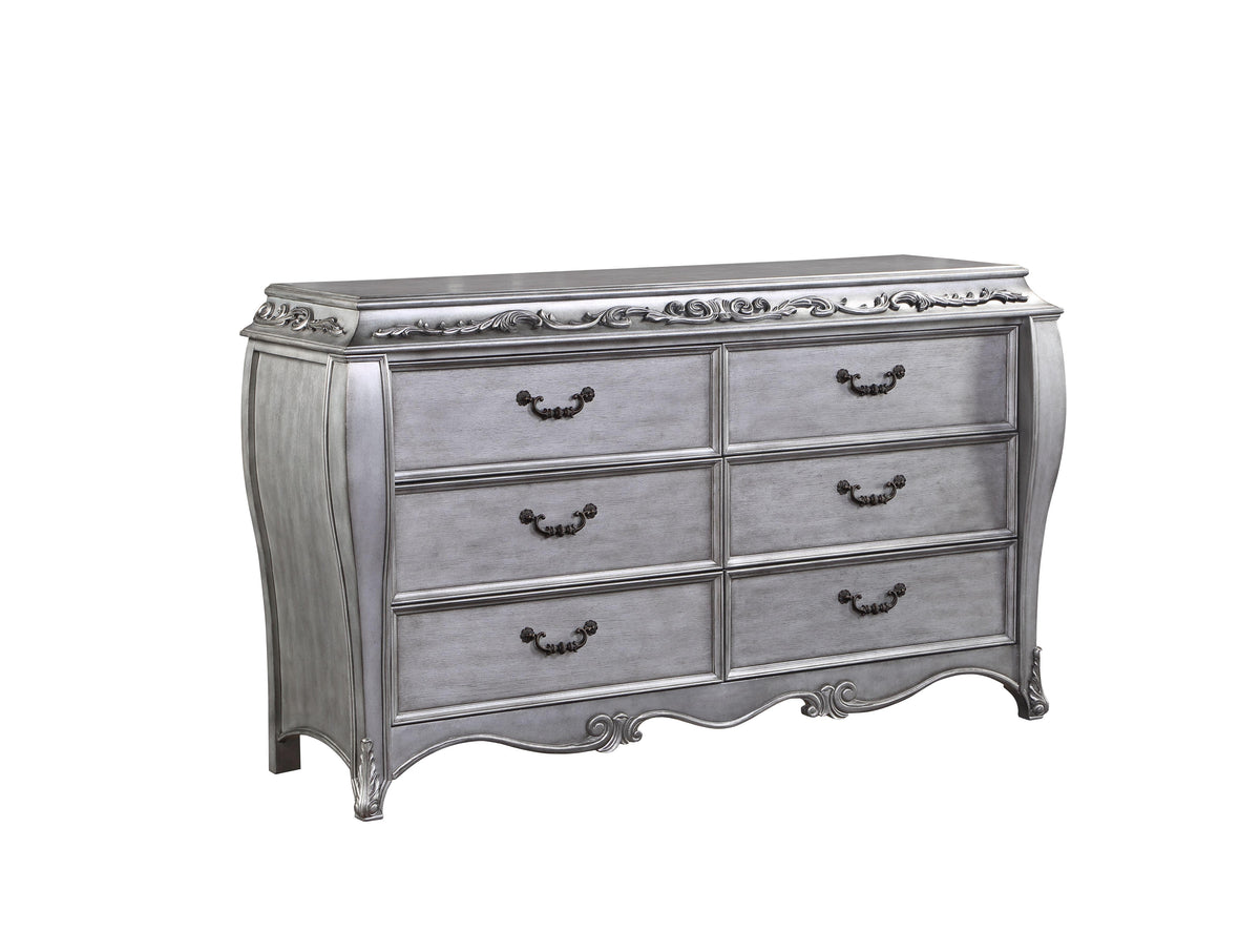 Leonora Vintage Platinum Dresser (Jewelry Tray) Half Price Furniture