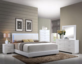 Lorimar White PU & Chrome Leg Eastern King Bed Half Price Furniture