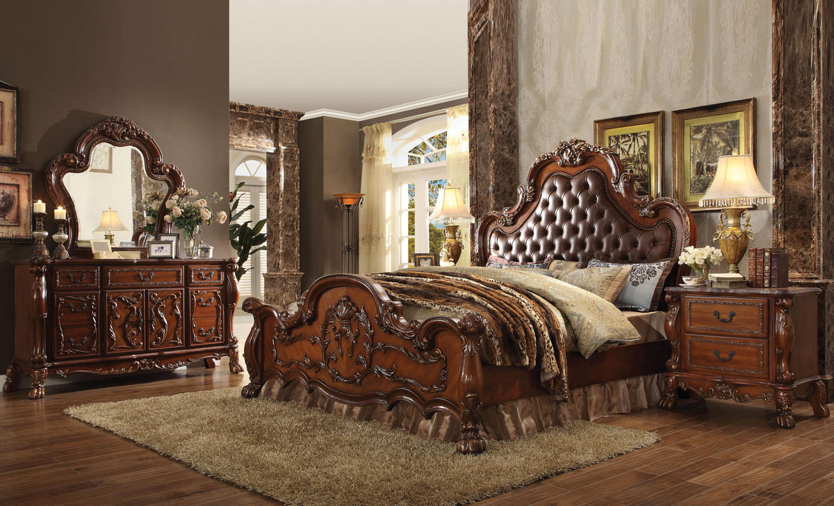Dresden PU & Cherry Oak California King Bed  Half Price Furniture