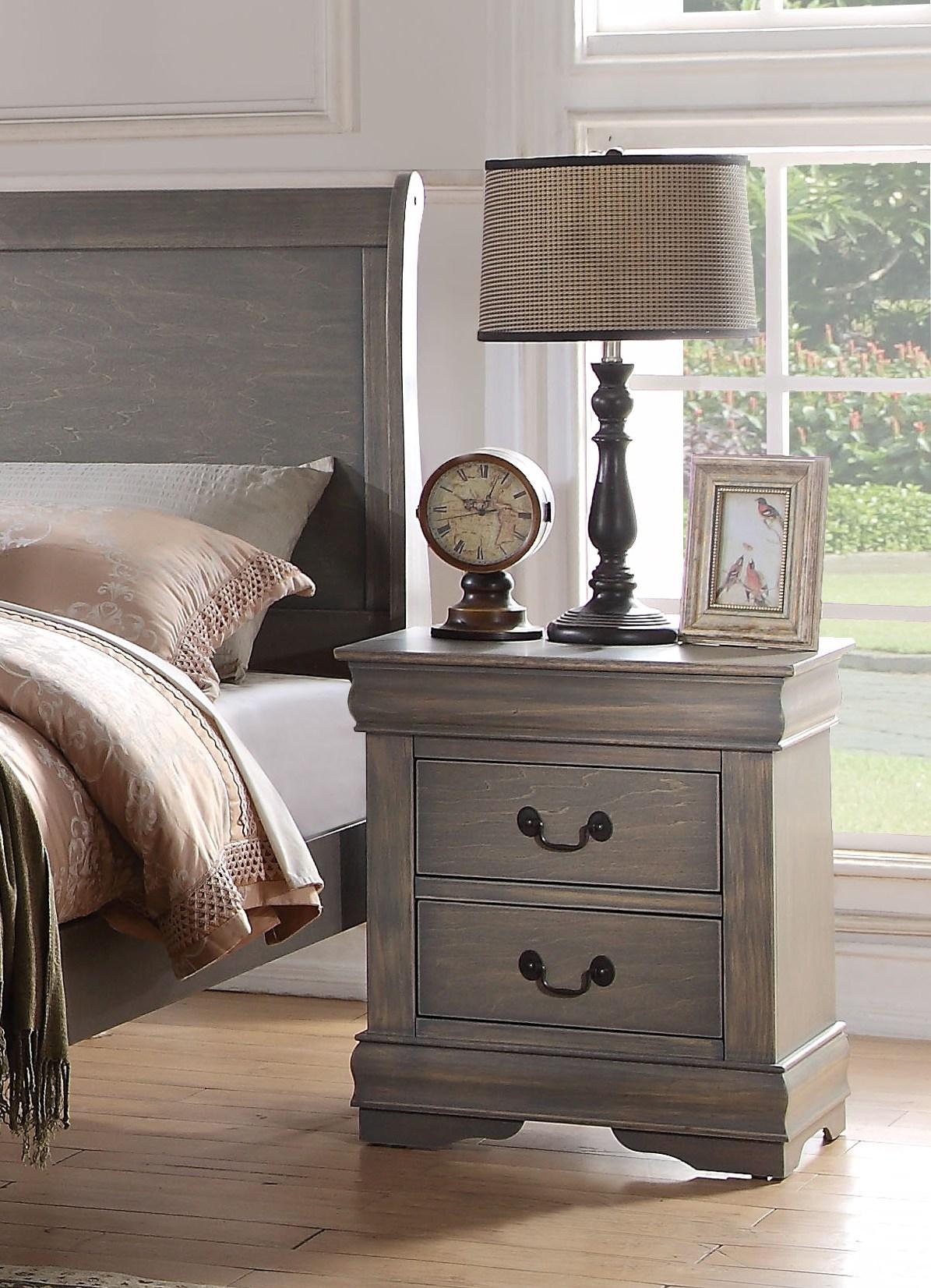 Louis Philippe Antique Gray Nightstand Half Price Furniture