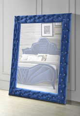 Dante Blue Velvet Accent Floor Mirror Half Price Furniture