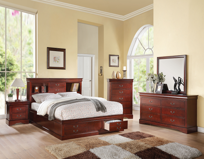 Louis Philippe III Cherry Eastern King Bed  Half Price Furniture