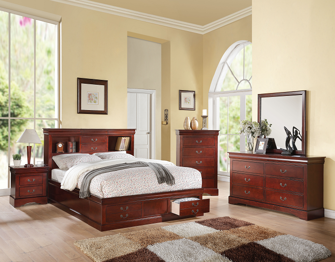 Louis Philippe III Cherry Eastern King Bed Half Price Furniture