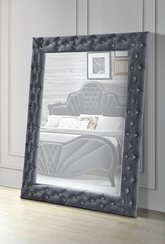 Dante Gray Velvet Accent Floor Mirror Half Price Furniture