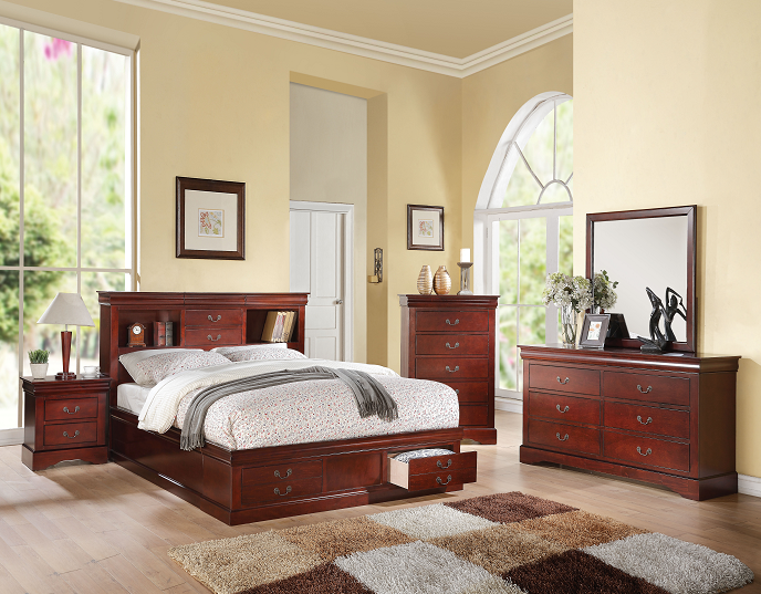 Louis Philippe III Cherry Queen Bed Half Price Furniture