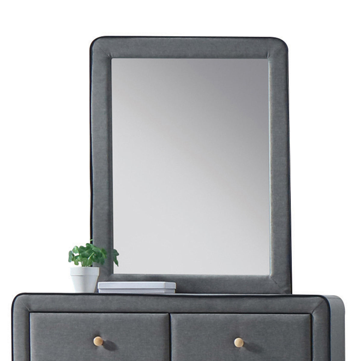 Valda Light Gray Fabric Mirror Half Price Furniture