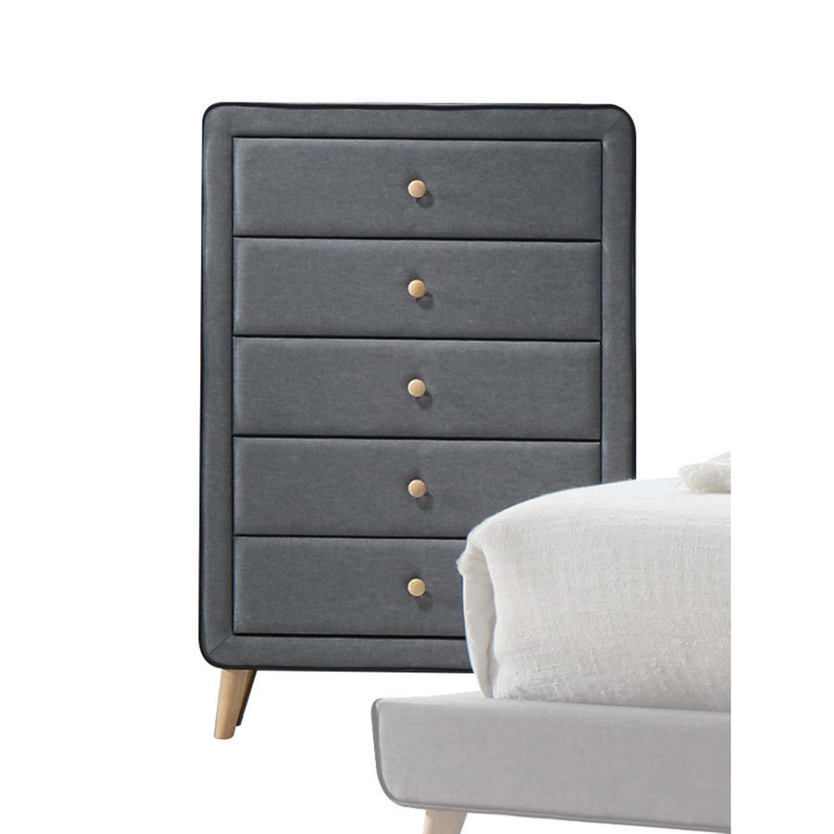 Valda Light Gray Fabric Chest  Half Price Furniture