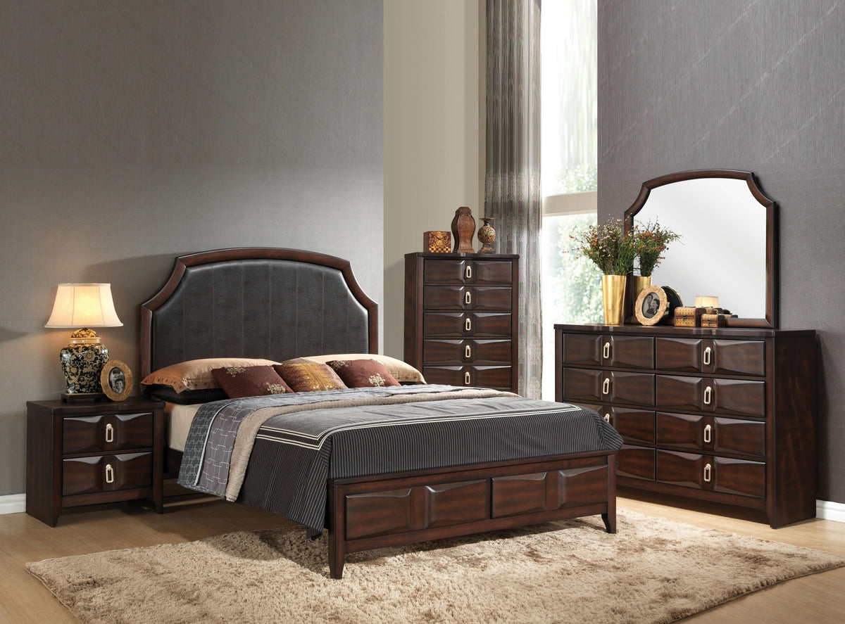 Lancaster Espresso PU & Espresso Queen Bed  Half Price Furniture