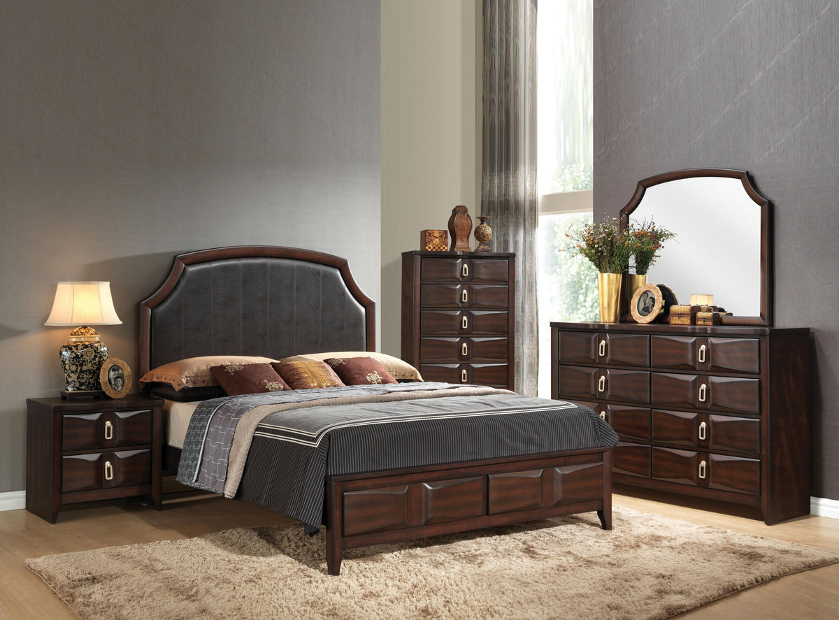 Lancaster Espresso PU & Espresso Queen Bed Half Price Furniture