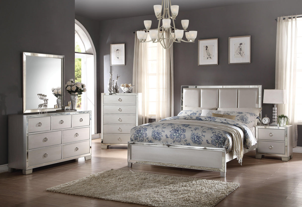 Voeville II Platinum PU & Platinum Queen Bed Half Price Furniture