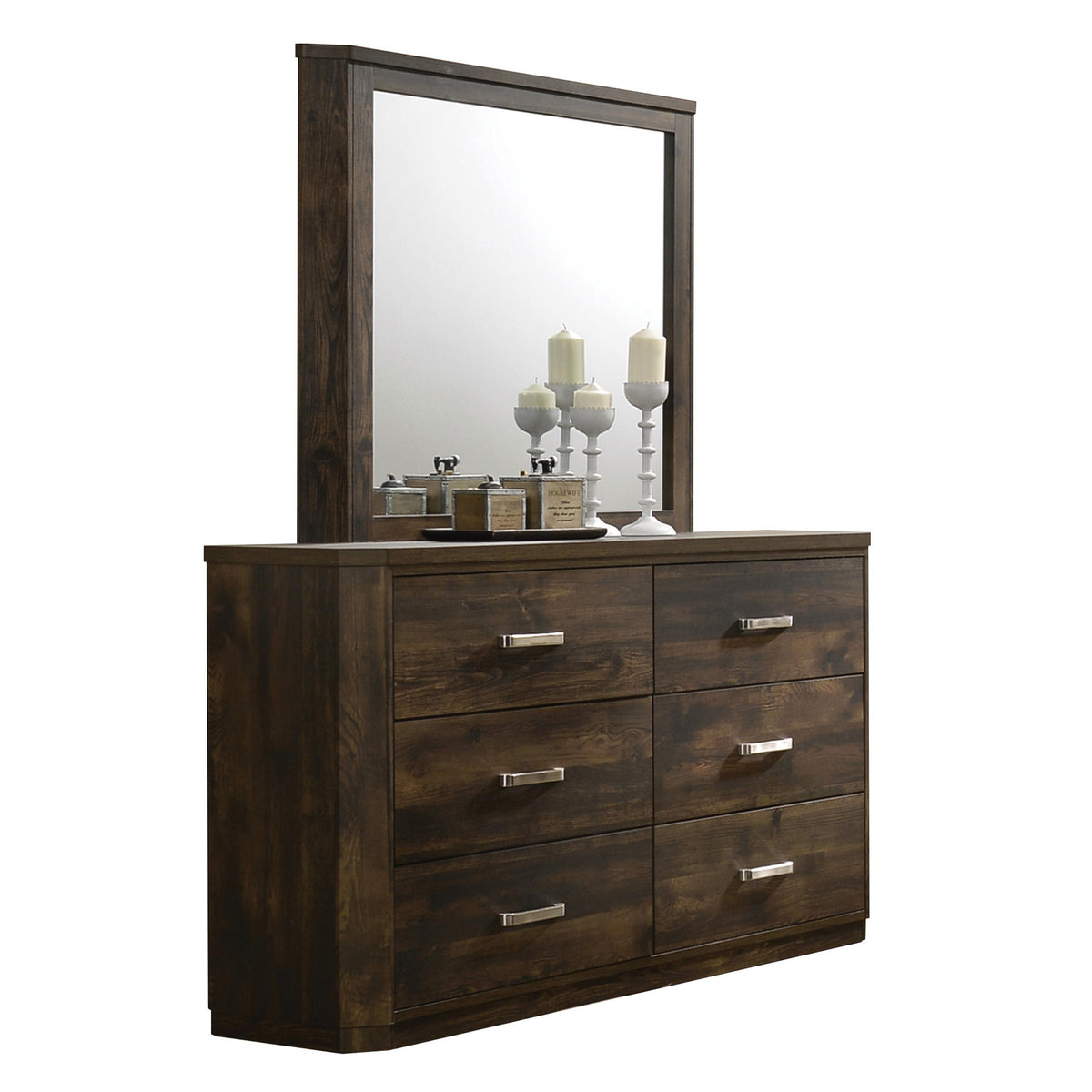 Elettra Rustic Walnut Mirror Half Price Furniture