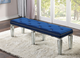 Varian Blue Velvet & Mirrored Bench Half Price Furniture