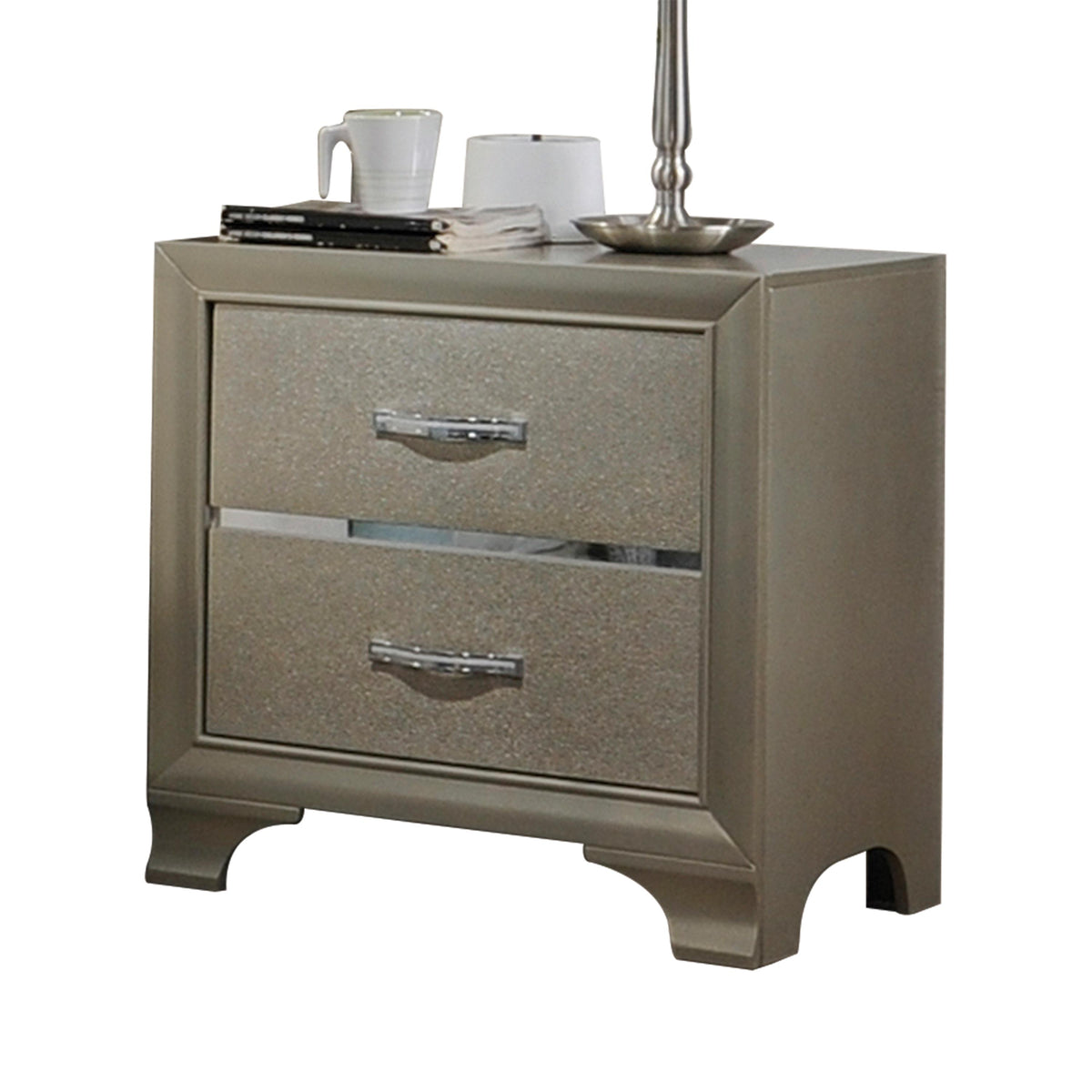 Carine Champagne Nightstand Half Price Furniture