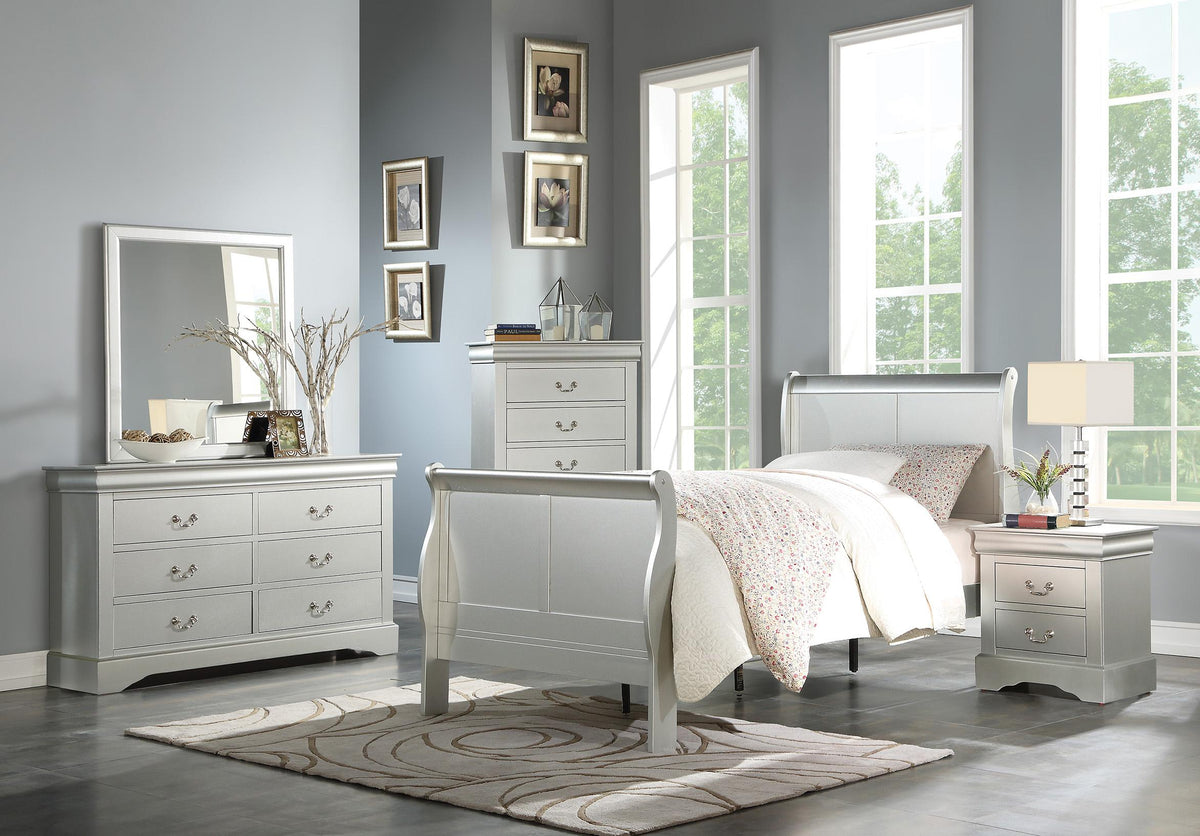 Louis Philippe III Platinum Twin Bed Half Price Furniture