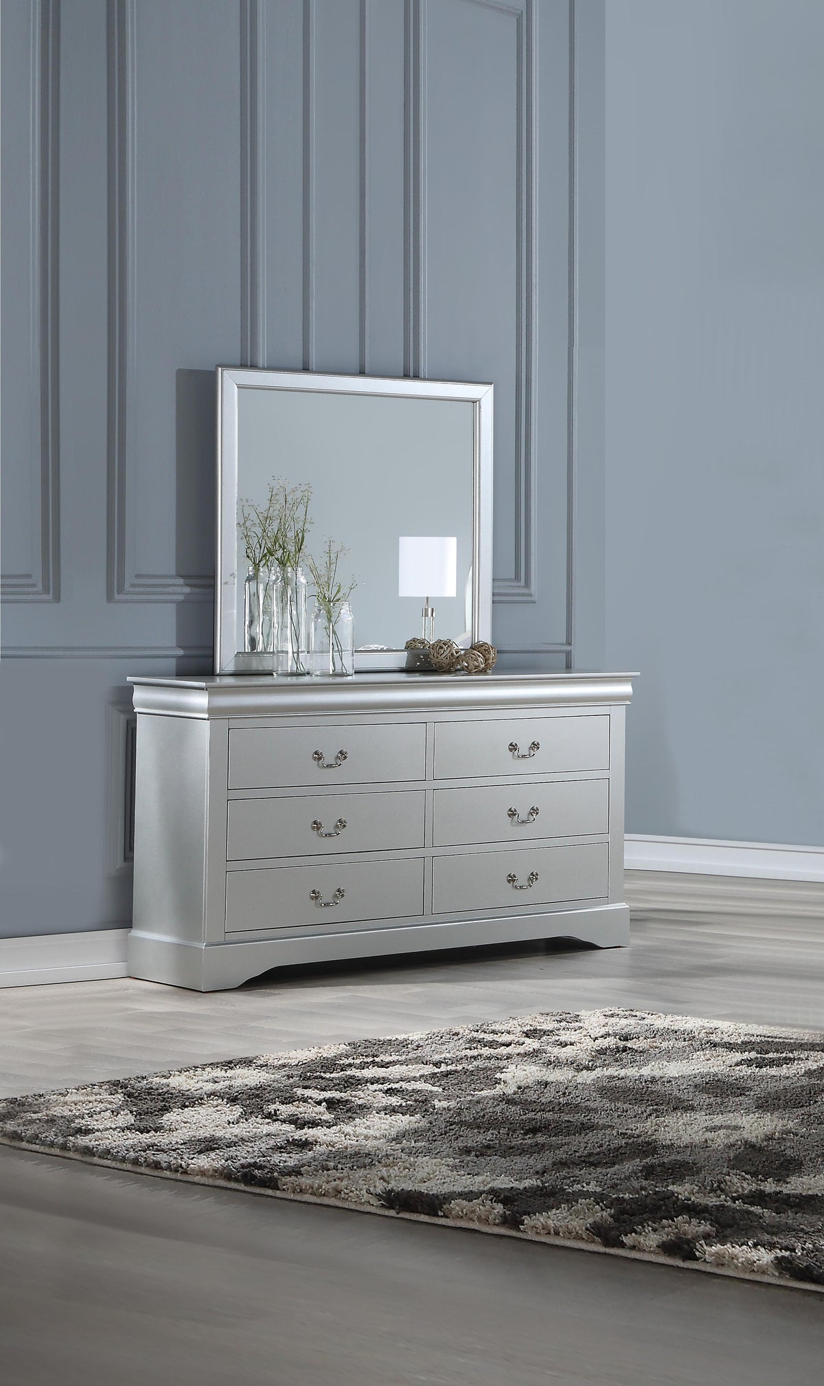 Louis Philippe III Platinum Dresser  Half Price Furniture