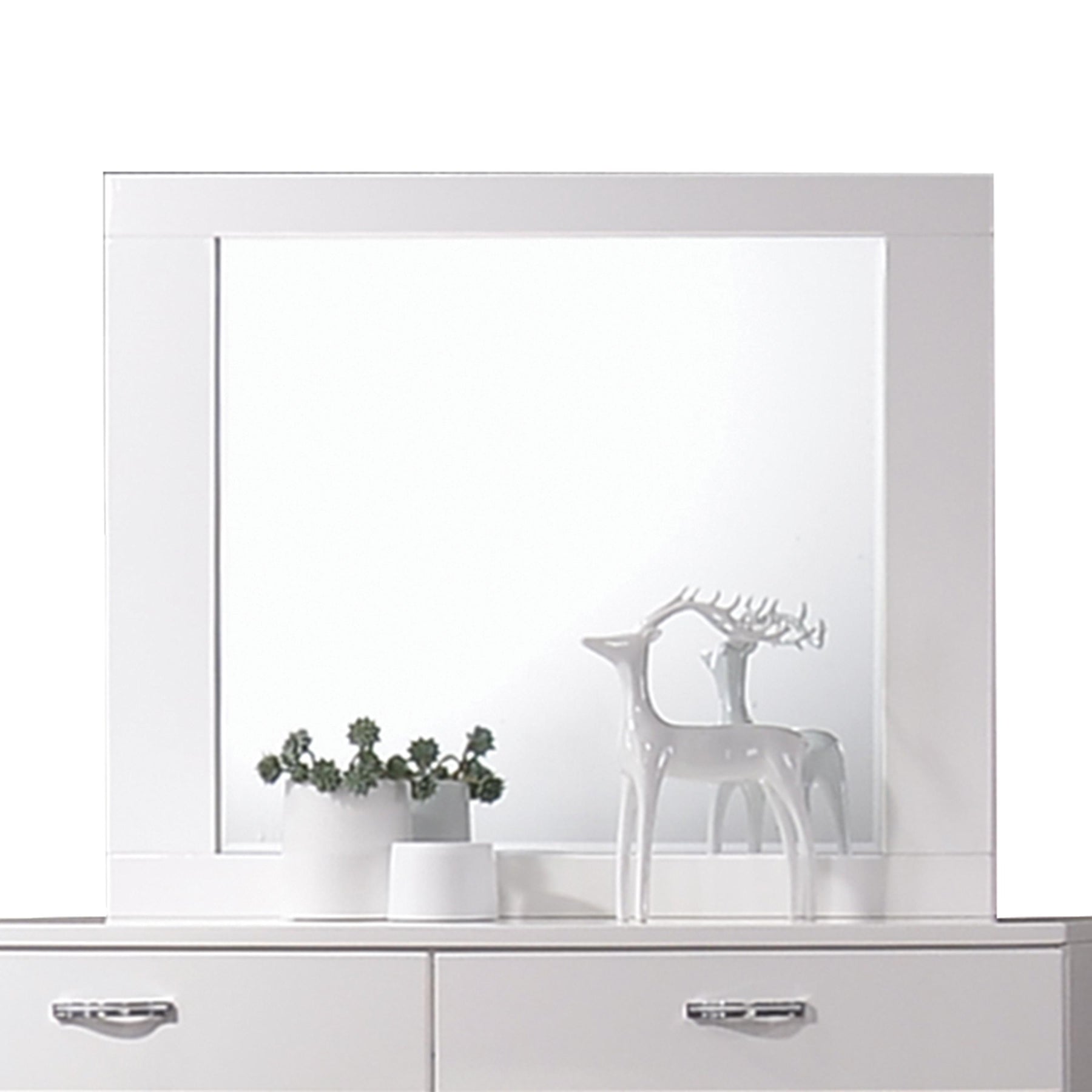 Naima II White High Gloss Mirror Half Price Furniture