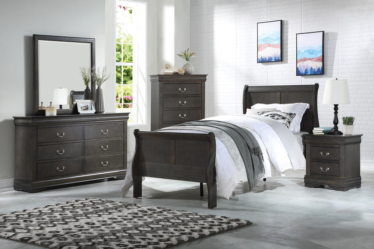 Louis Philippe Dark Gray Full Bed  Half Price Furniture