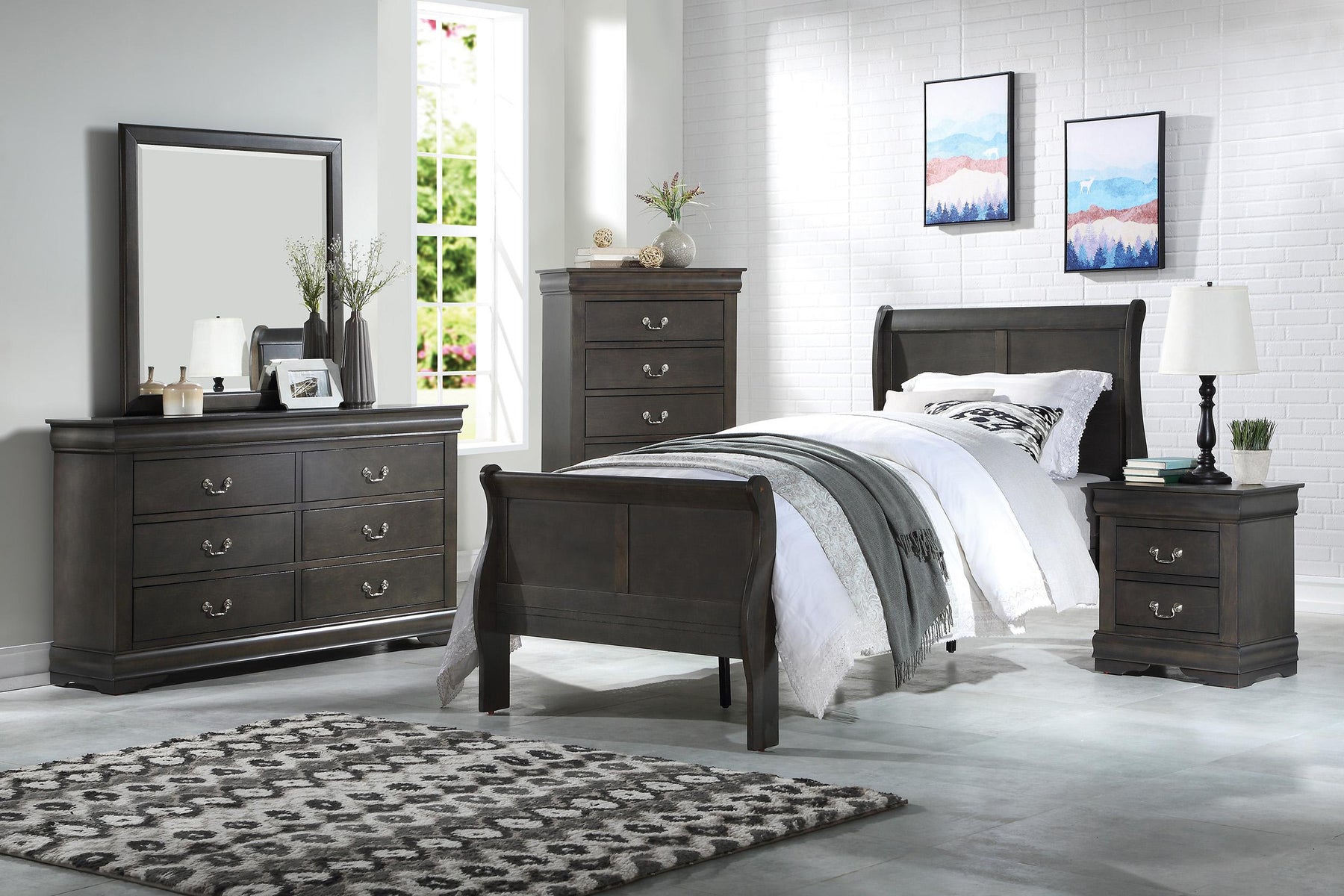 Louis Philippe Dark Gray Full Bed Half Price Furniture