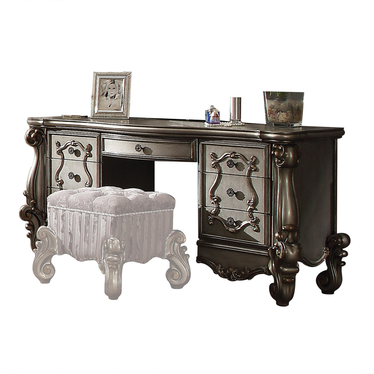 Versailles Antique Platinum Vanity Desk  Half Price Furniture