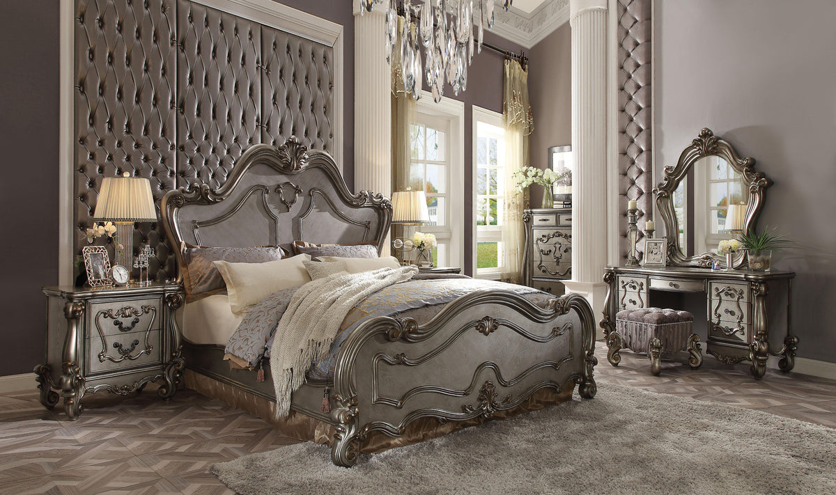 Versailles Antique Platinum Queen Bed  Half Price Furniture