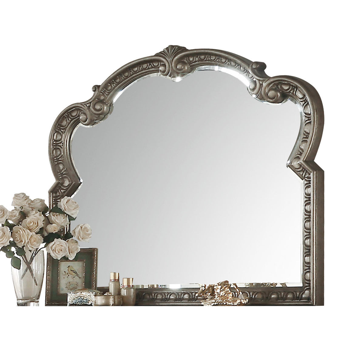 Northville Antique Silver Mirror Half Price Furniture