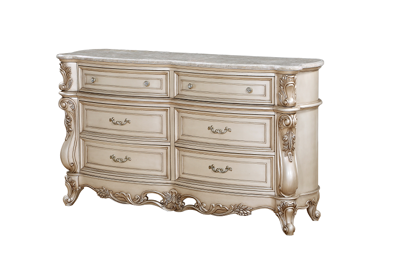 Gorsedd Marble & Antique White Dresser  Half Price Furniture