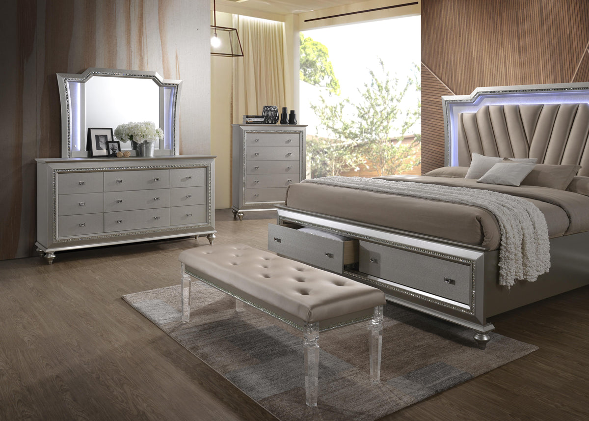 Kaitlyn PU & Clear Acrylic Bench  Half Price Furniture
