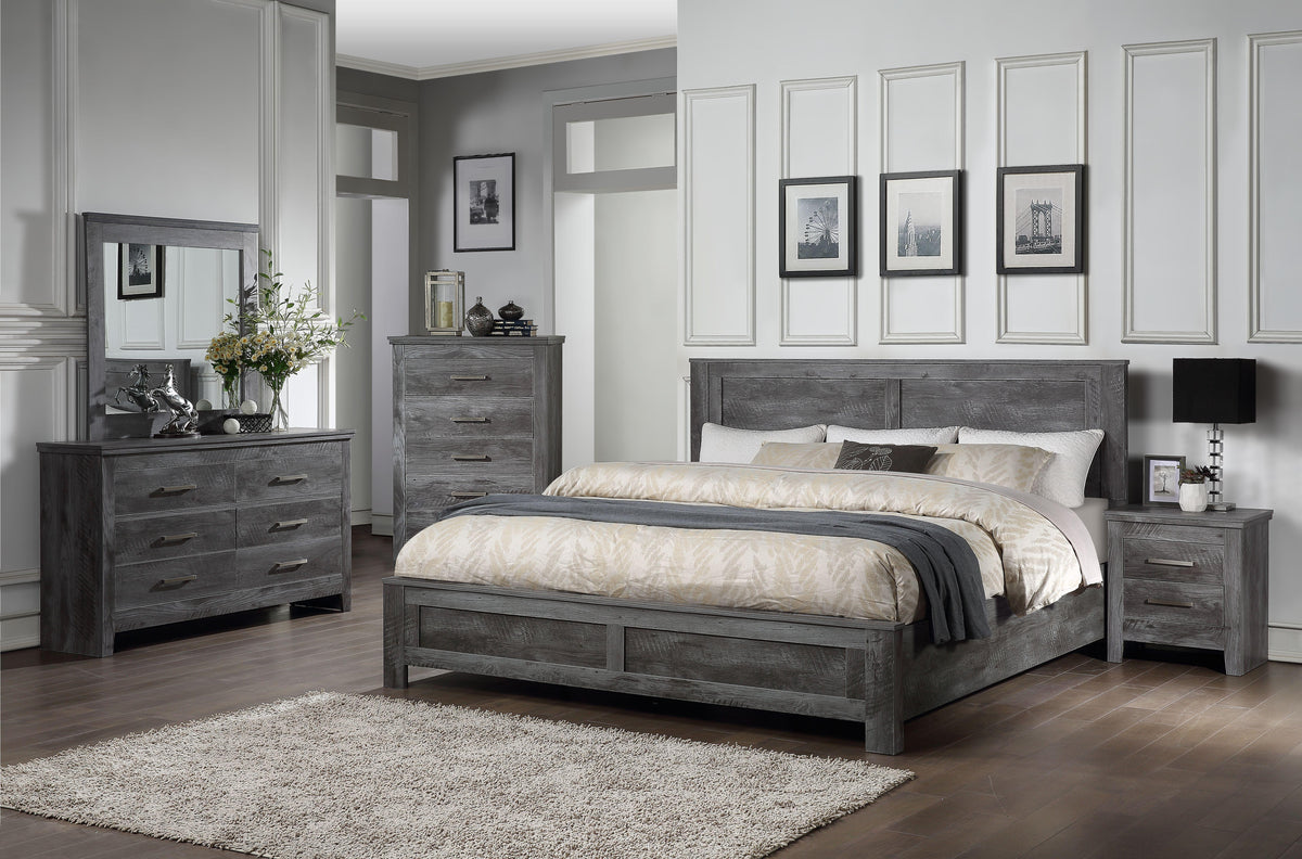 Vidalia Rustic Gray Oak Eastern King Bed  Half Price Furniture
