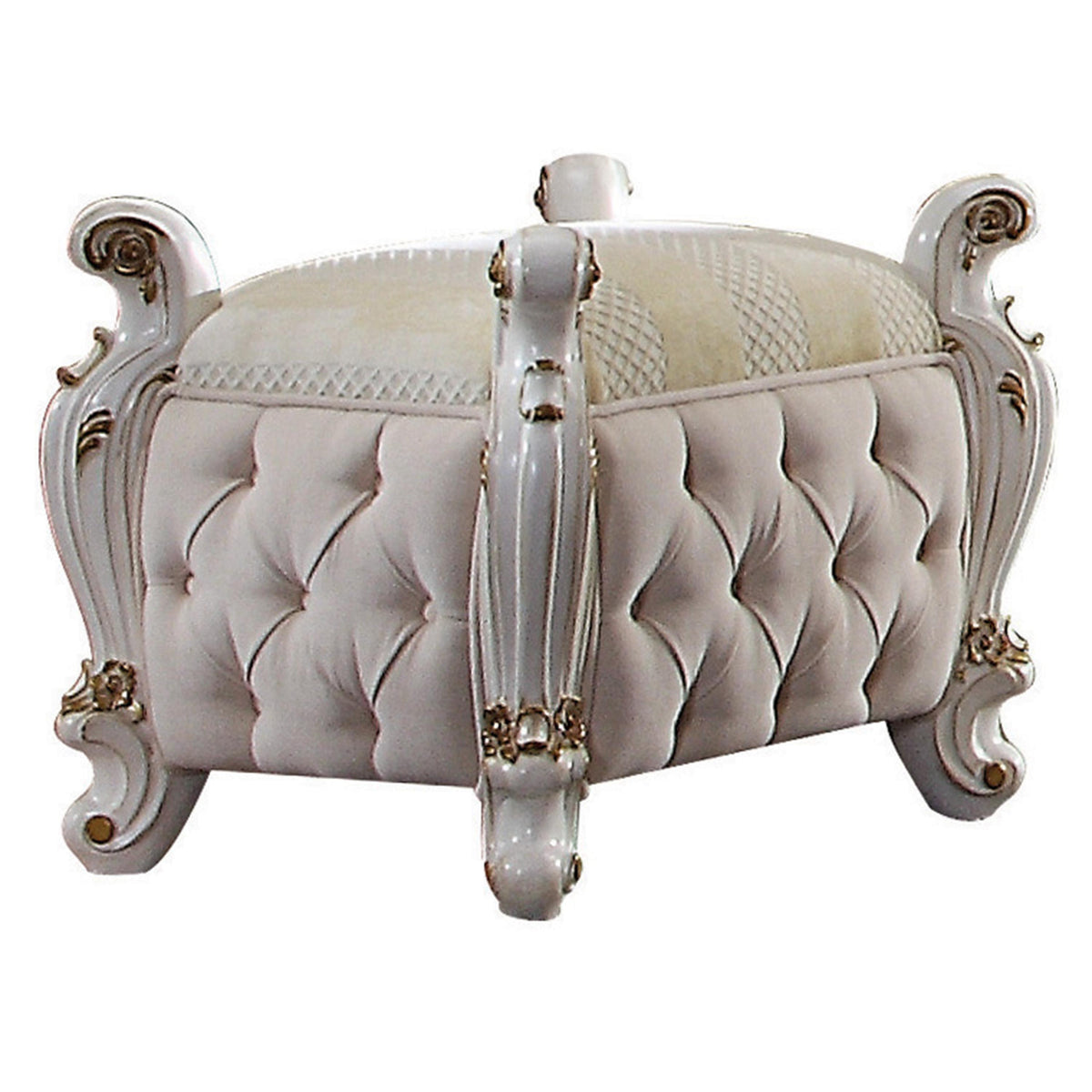 Picardy Fabric & Antique Pearl Vanity Stool  Half Price Furniture