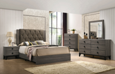 Avantika Fabric & Rustic Gray Oak Eastern King Bed  Half Price Furniture