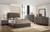 Avantika Fabric & Rustic Gray Oak Eastern King Bed Half Price Furniture