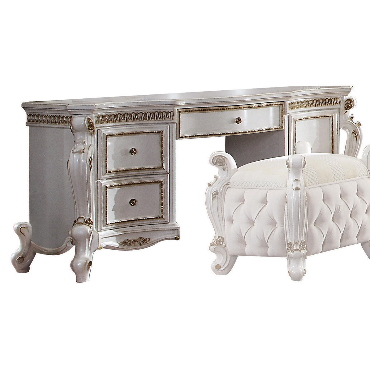 Picardy Antique Pearl Vanity Desk  Half Price Furniture