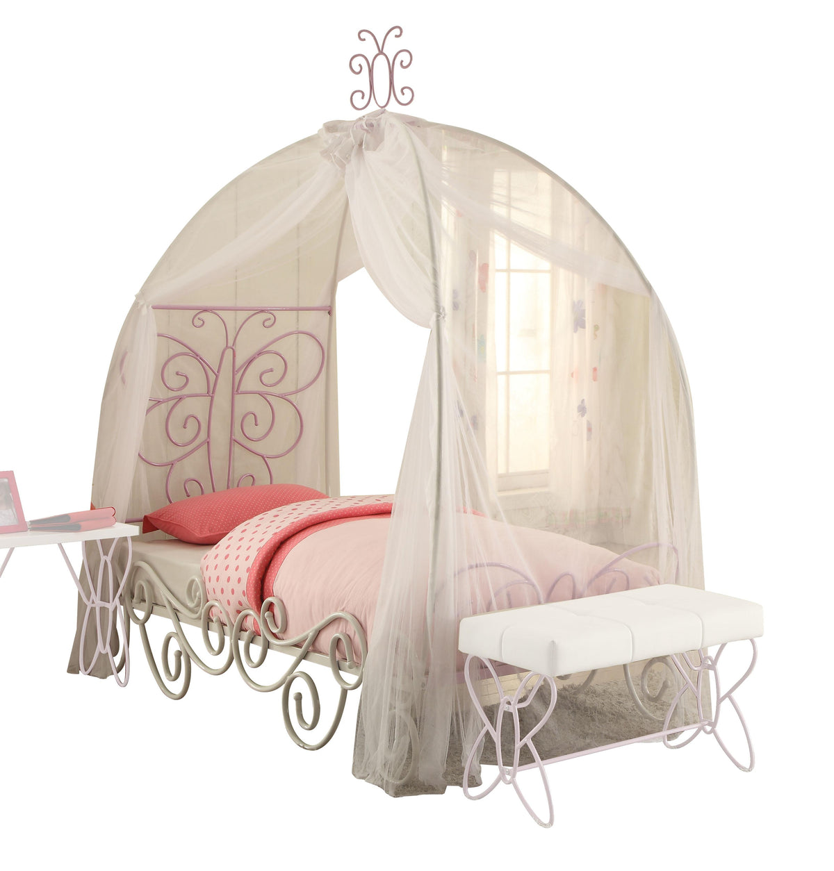 Priya II White & Light Purple Full Bed  Half Price Furniture