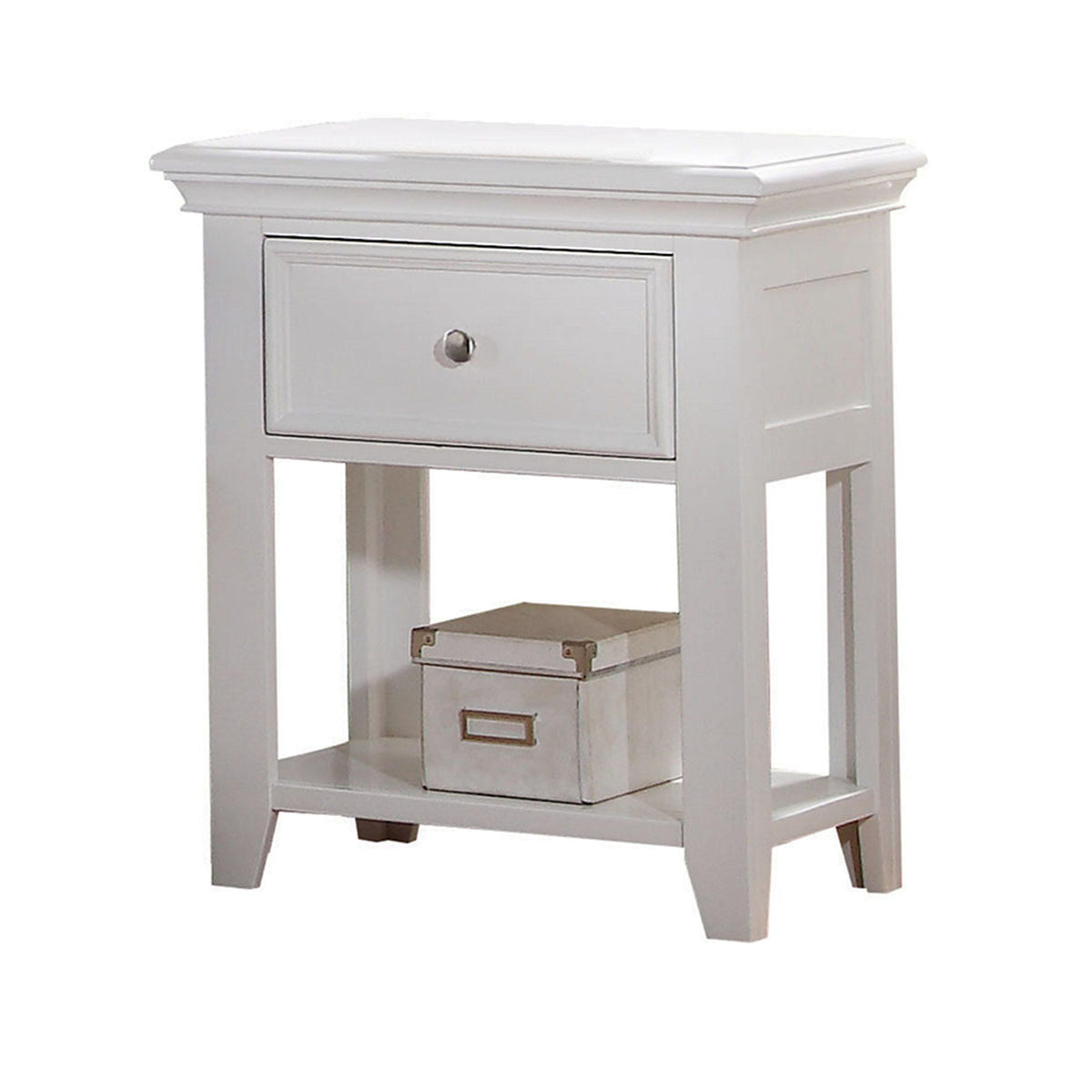 Lacey White Nightstand (1 DRAWER)  Half Price Furniture
