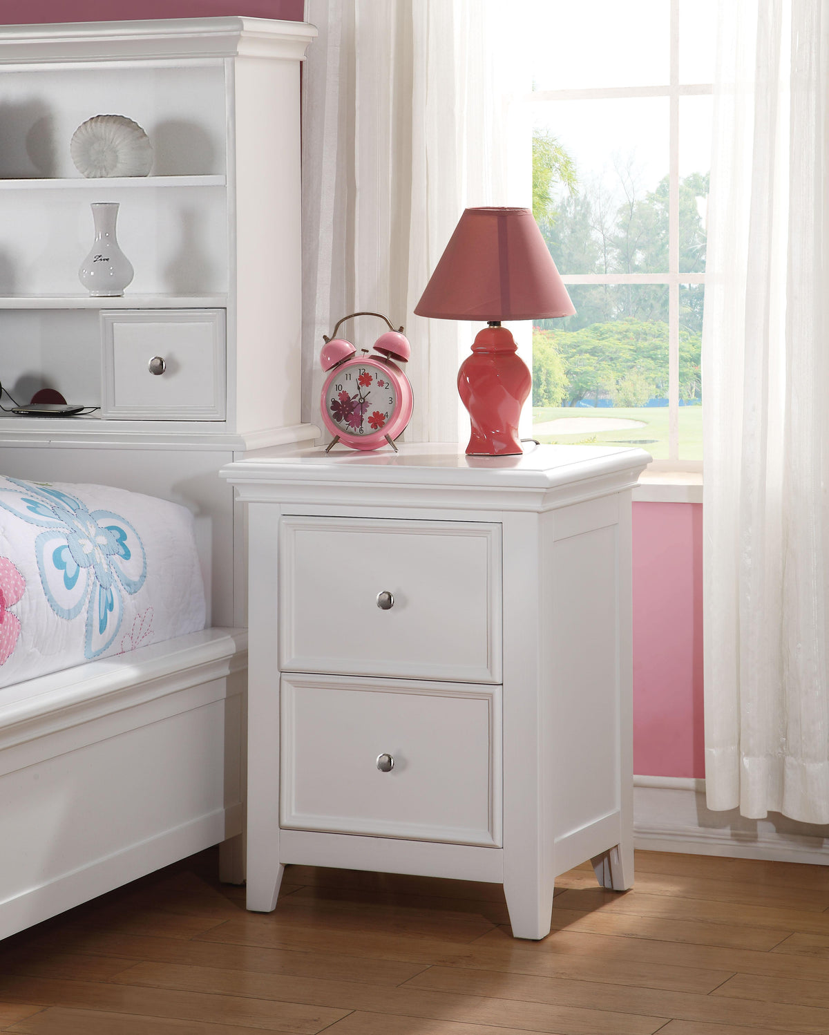 Lacey White Nightstand (2 DRAWERS)  Half Price Furniture