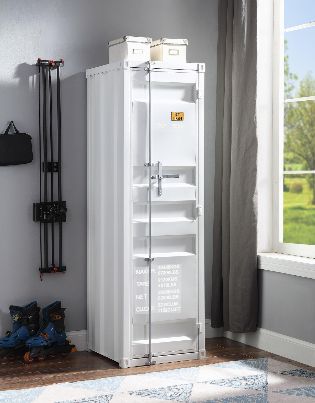 Cargo White Wardrobe (Single Door)  Half Price Furniture