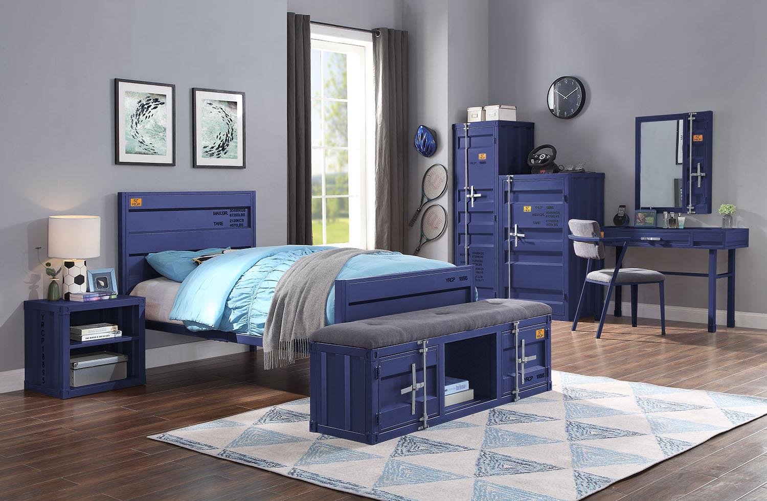 Cargo Blue Twin Bed Half Price Furniture