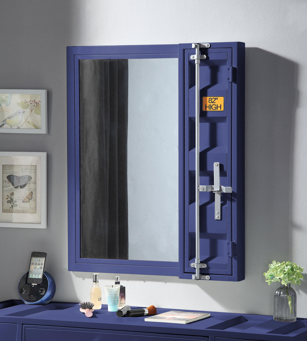 Cargo Blue Vanity Mirror Half Price Furniture