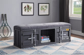 Cargo Gray Fabric & Gunmetal Bench (Storage)  Half Price Furniture