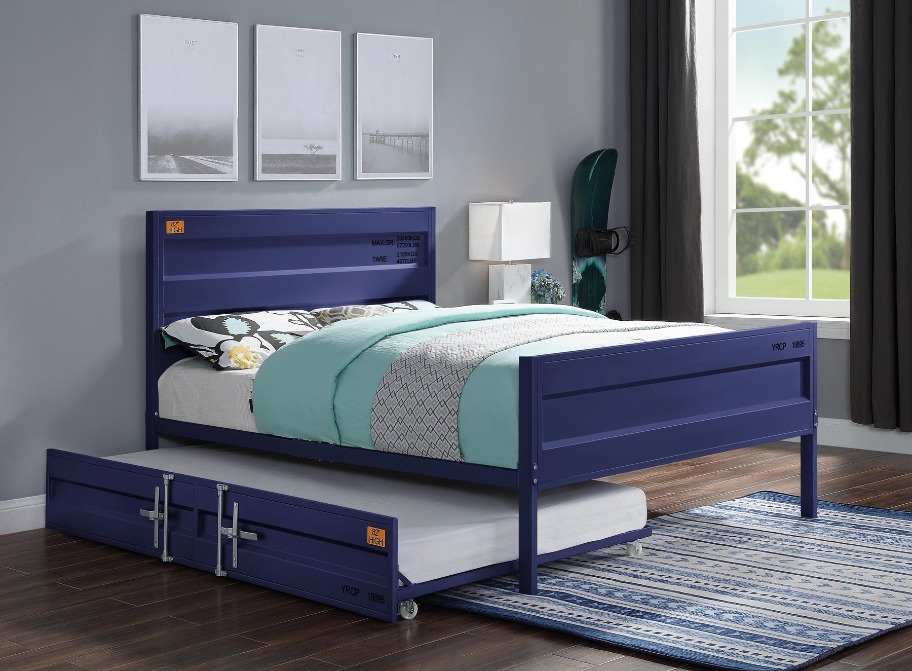 Cargo Blue Full Bed  Half Price Furniture