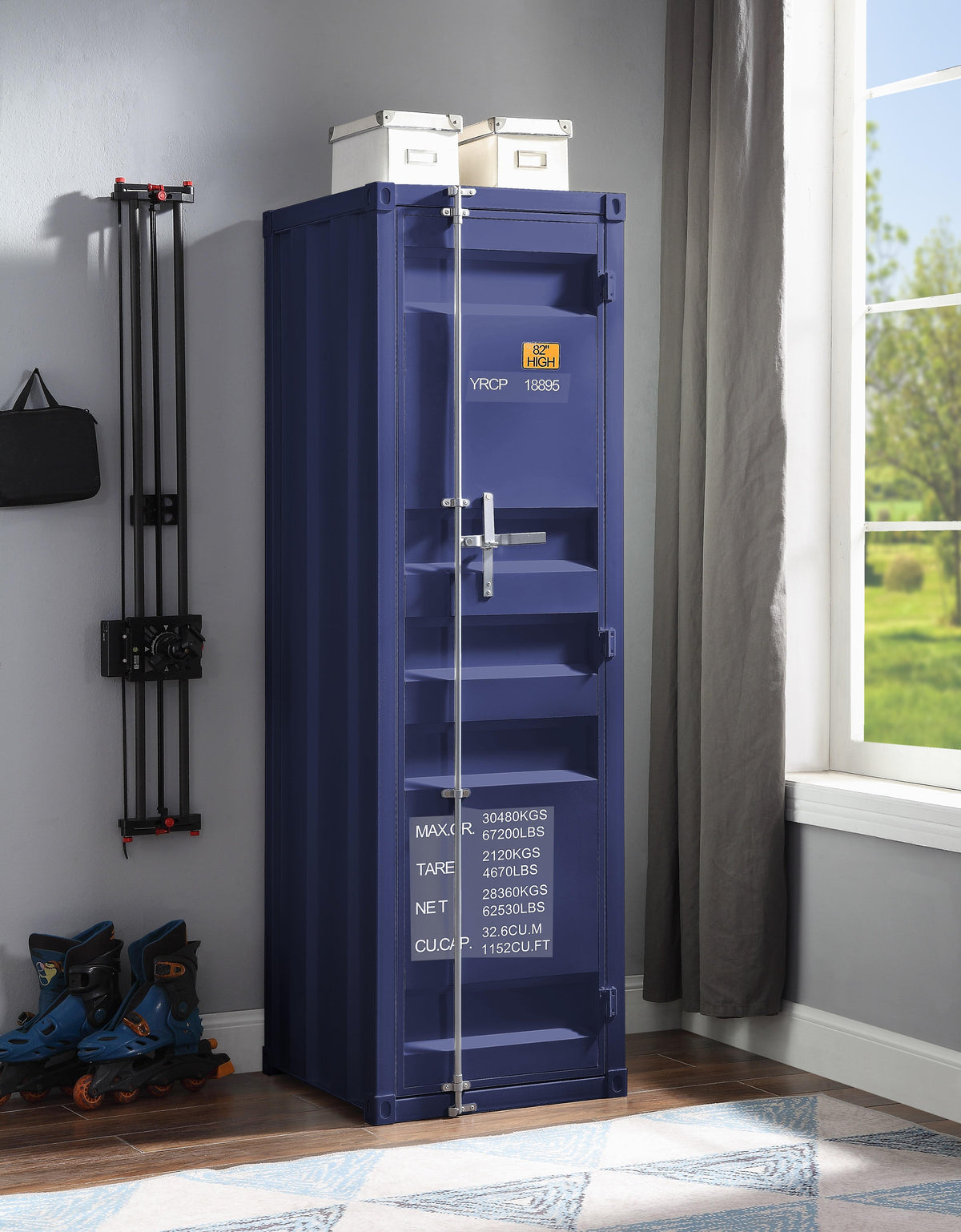 Cargo Blue Wardrobe (Single Door)  Half Price Furniture