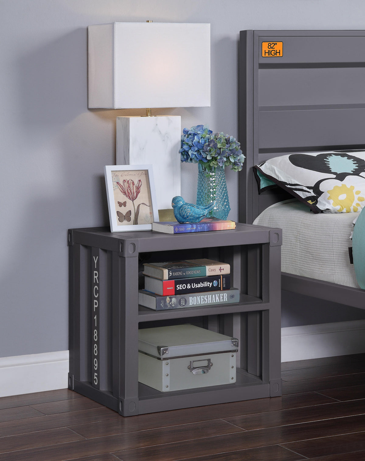 Cargo Gunmetal Nightstand (USB) Half Price Furniture