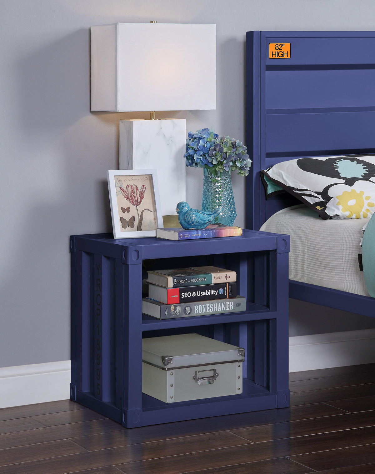 Cargo Blue Nightstand (USB)  Half Price Furniture