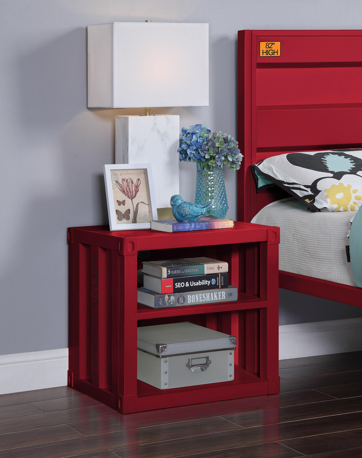 Cargo Red Nightstand (USB)  Half Price Furniture