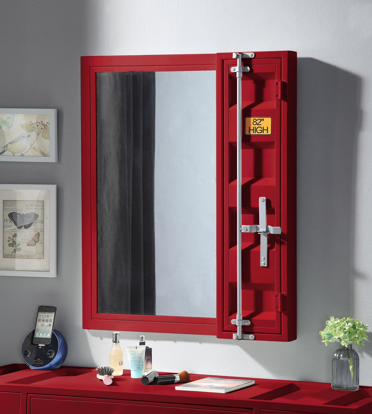Cargo Red Vanity Mirror  Half Price Furniture